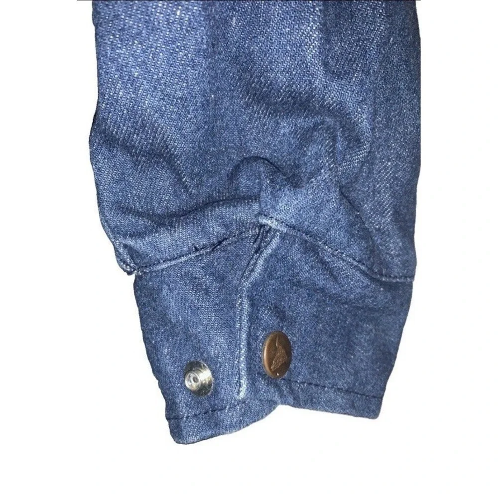 VTG Pro Only By Tex Tan Duster Coat Men L Blue Denim Detachable Cape Snap Cowboy